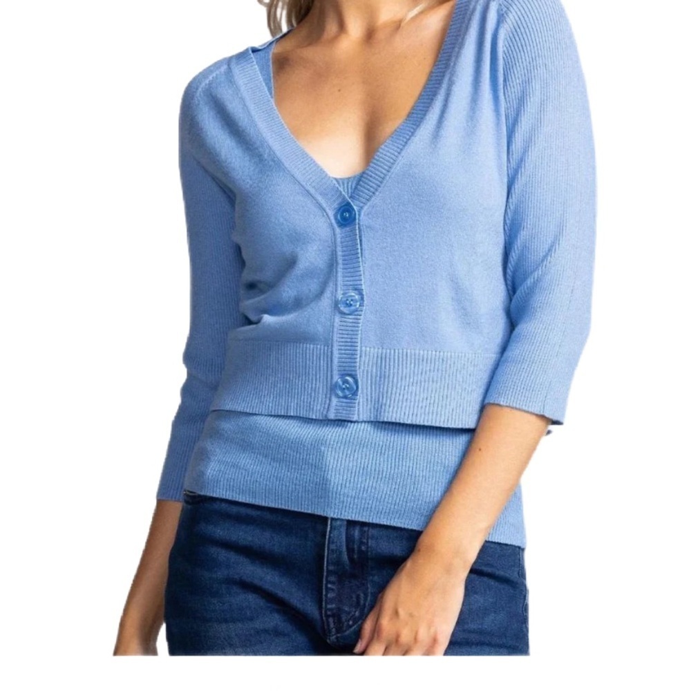 Pink Martini Lyla Cardigan Sweater Set in Blue Size Small